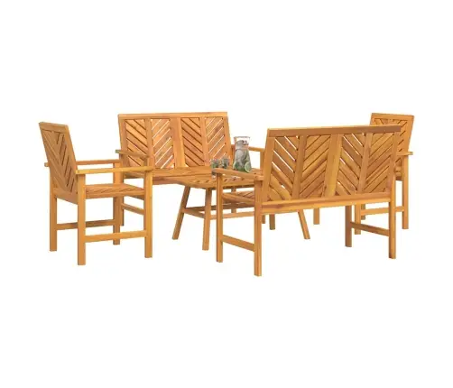 Sodo Poilsio Komplektas 5 Pcs Ruda Kietos Akacijos Mediena