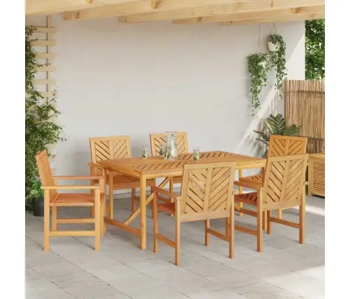 Dārza Ēdamgalds 6 Pcs Brūna Vidējs Masīvkoks Vidaxl