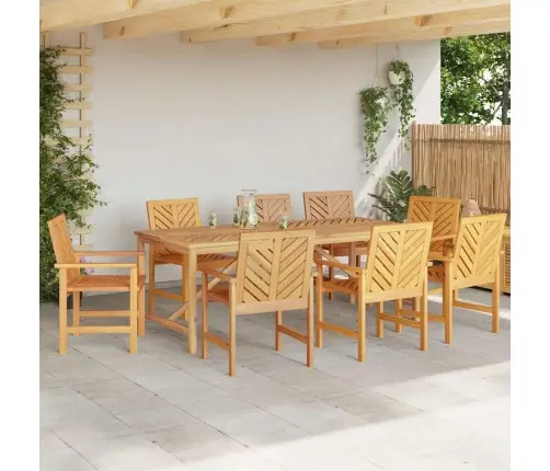 Dārza Ēdamgalds 8 Pcs Brūna Standarta Masīvkoks Akācija Vidaxl