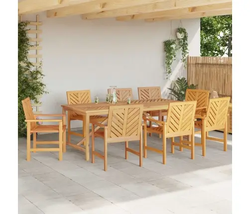 Dārza Ēdamgalds 8 Pcs Brūna Standarta Masīvkoks Akācija Vidaxl