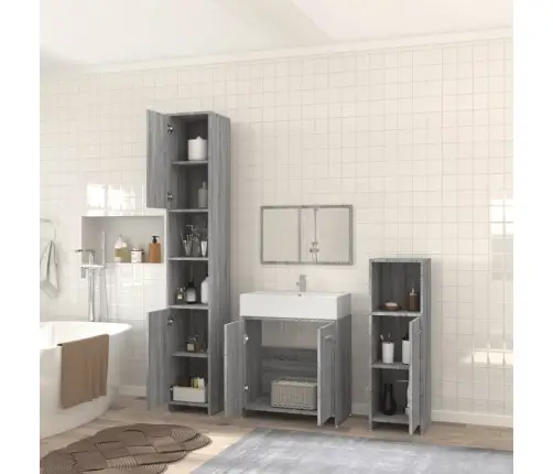 4-Daļīgs Vannasistabas Mēbeļu Komplekts, Pelēka Ozolkoka Krāsa Vidaxl