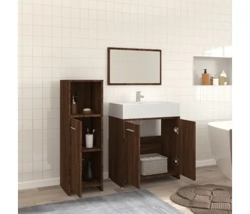 3-Daļīgs Vannasistabas Mēbeļu Komplekts, Ozolkoka Krāsa Vidaxl