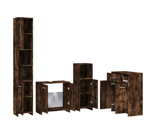 4-Osaline Vannitoa Mööblikomplekt, Suitsutatud Tamm, Tehispuit