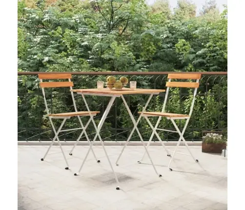 3-Daļīgs Bistro Mēbeļu Komplekts, Saliekams, Akācijas Masīvkoks Vidaxl