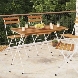 Saliekams Bistro Galds, 100X54X71 Cm, Akācijas Koks, Tērauds Vidaxl