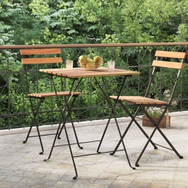 Saliekams Bistro Galds, 55X54X71 Cm, Masīvs Tīkkoks, Tērauds Vidaxl