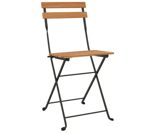 Saliekami Bistro Krēsli, 2 Gab., Masīvs Tīkkoks Un Tērauds Vidaxl