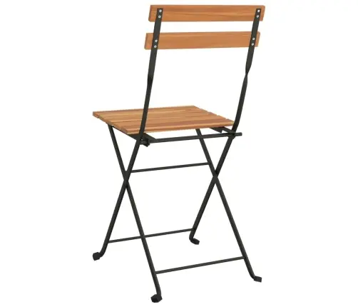 Saliekami Bistro Krēsli, 2 Gab., Masīvs Tīkkoks Un Tērauds Vidaxl