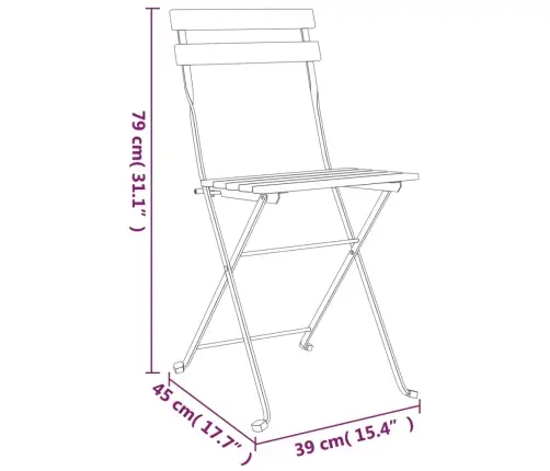 Saliekami Bistro Krēsli, 2 Gab., Masīvs Tīkkoks Un Tērauds Vidaxl