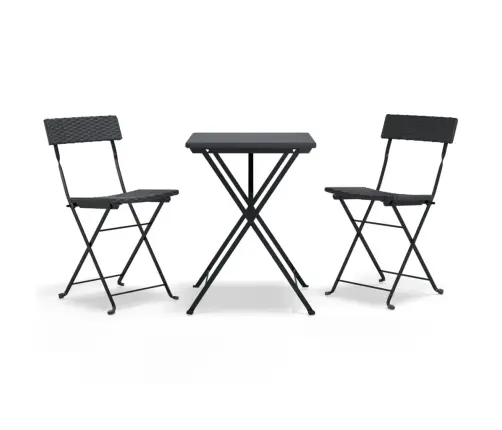 Sulankstomas Bistro Komplektas, 3 Dalių, Juodas, Poliratanas