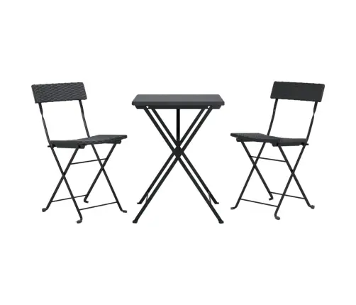 Sulankstomas Bistro Komplektas, 3 Dalių, Juodas, Poliratanas