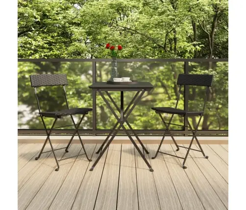 Sulankstomas Bistro Komplektas, 3 Dalių, Juodas, Poliratanas