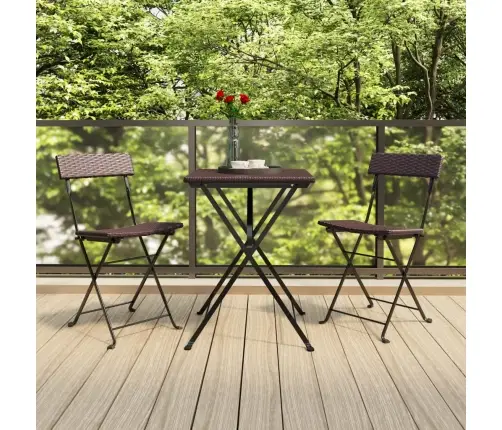 Sulankstomas Bistro Komplektas, 3 Dalių, Rudas, Poliratanas