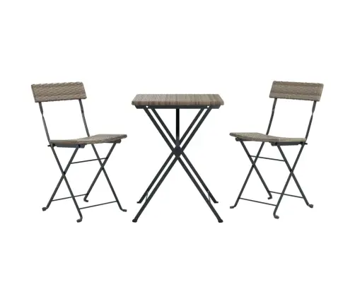 3-Daļīgs Bistro Mēbeļu Komplekts, Saliekams, Pe Rotangpalma Vidaxl