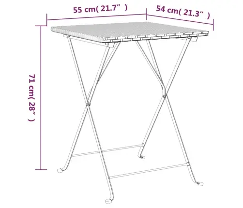3-Daļīgs Bistro Mēbeļu Komplekts, Saliekams, Pe Rotangpalma Vidaxl