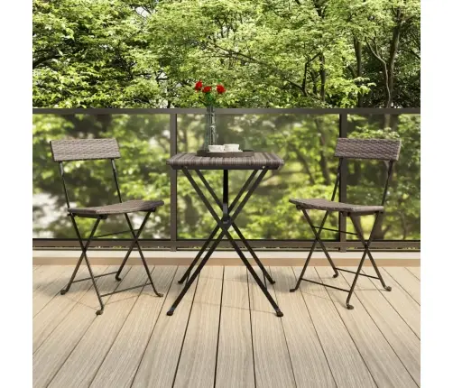 3-Daļīgs Bistro Mēbeļu Komplekts, Saliekams, Pe Rotangpalma Vidaxl