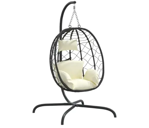 Iekarams Krēsls, Krēmbalts Matracis, Olas Forma, Pe Rotangpalma Vidaxl