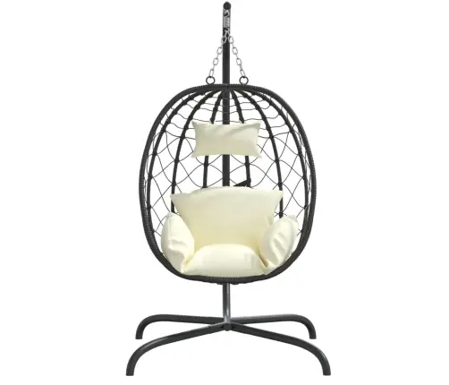 Iekarams Krēsls, Krēmbalts Matracis, Olas Forma, Pe Rotangpalma Vidaxl