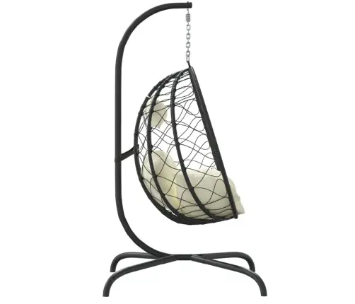 Iekarams Krēsls, Krēmbalts Matracis, Olas Forma, Pe Rotangpalma Vidaxl