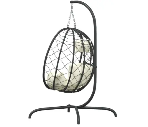 Iekarams Krēsls, Krēmbalts Matracis, Olas Forma, Pe Rotangpalma Vidaxl