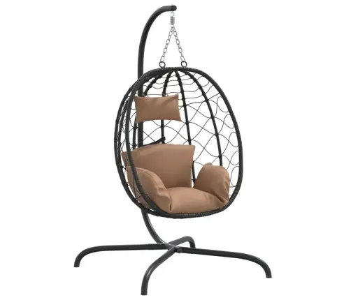 Iekarams Krēsls, Pelēkbrūns, Olas Forma, Pe Rotangpalma Vidaxl