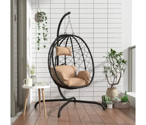 Iekarams Krēsls, Pelēkbrūns, Olas Forma, Pe Rotangpalma Vidaxl