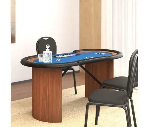 Pokera Galds Ar Žetonu Trauku, 10 Personām,Zils, 160X80X75 Cm Vidaxl