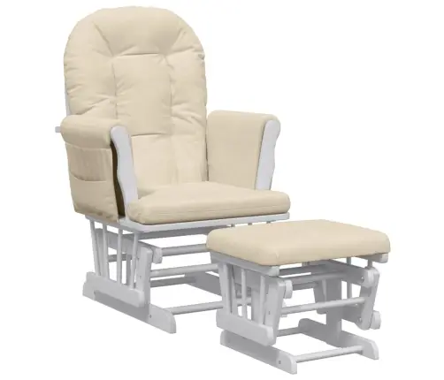 Šūpuļkrēsls Ar Kāju Balstu, Krēmbalts Audums Vidaxl