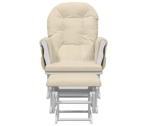 Šūpuļkrēsls Ar Kāju Balstu, Krēmbalts Audums Vidaxl