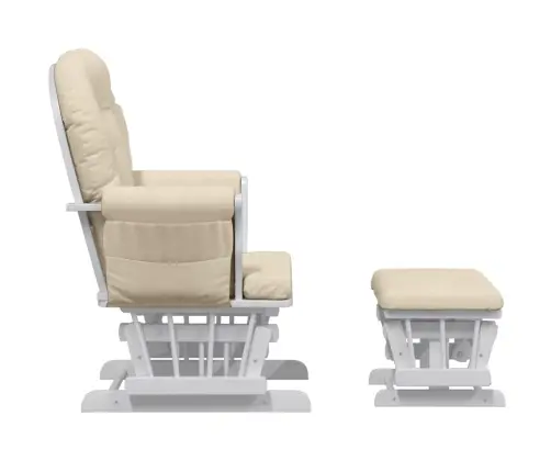 Šūpuļkrēsls Ar Kāju Balstu, Krēmbalts Audums Vidaxl