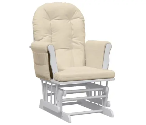 Šūpuļkrēsls Ar Kāju Balstu, Krēmbalts Audums Vidaxl