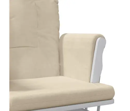 Šūpuļkrēsls Ar Kāju Balstu, Krēmbalts Audums Vidaxl