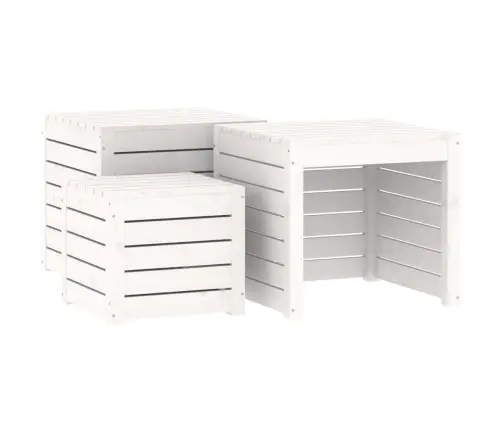 Dārza Kastes, 3 Gab., Baltas, Priedes Masīvkoks Vidaxl