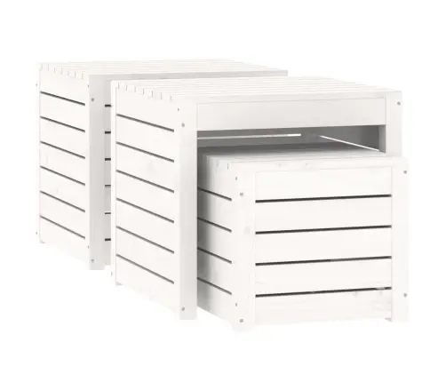 Dārza Kastes, 3 Gab., Baltas, Priedes Masīvkoks Vidaxl