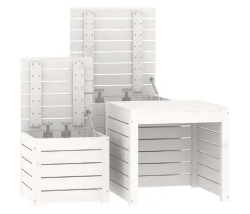 Dārza Kastes, 3 Gab., Baltas, Priedes Masīvkoks Vidaxl