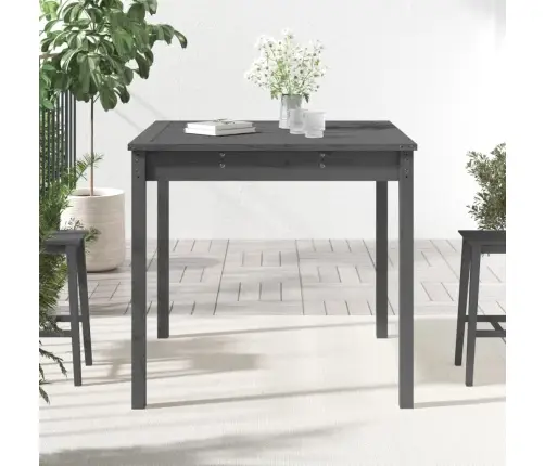 Sodo Stalas, Pilkas, 82,5X82,5X76cm Pušies Medienos Masyvas