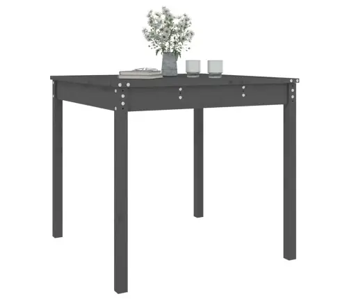 Sodo Stalas, Pilkas, 82,5X82,5X76cm Pušies Medienos Masyvas