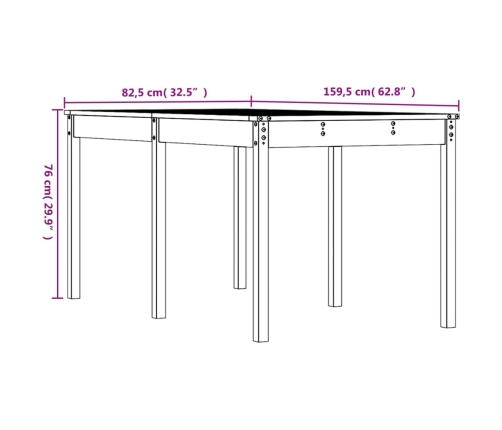 Sodo Stalas, Baltas, 159,5X82,5X76cm Pušies Medienos Masyvas