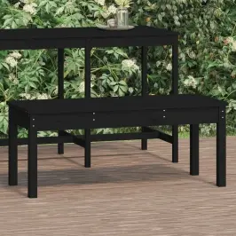 Dārza Sols, Melns, 109X44X45 Cm, Priedes Masīvkoks Vidaxl