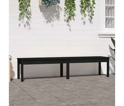 Dvivietis Sodo Suoliukas, Juodas, 203,5X44X45cm Pušies Masyvas