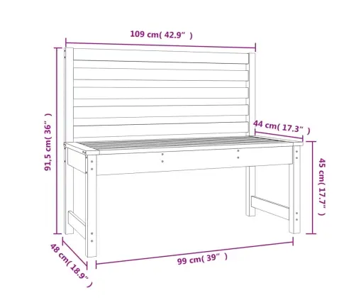 Sodo Suoliukas, Baltos Spalvos, 109cm Pušies Medienos Masyvas