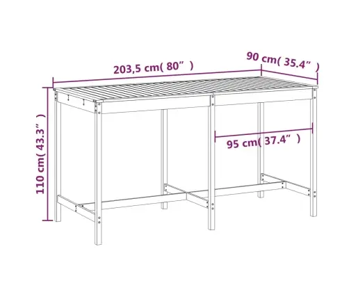 Aialaud, Valge, 203,5 X 90 X 110 cm Männipuit