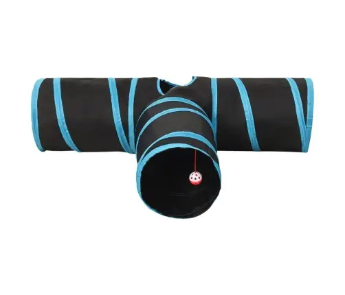 Kaķu Tunelis, 3 Ejas, Melns Un Zils, 90 Cm, Poliesters Vidaxl