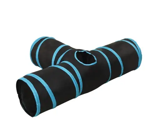 Kaķu Tunelis, 3 Ejas, Melns Un Zils, 90 Cm, Poliesters Vidaxl