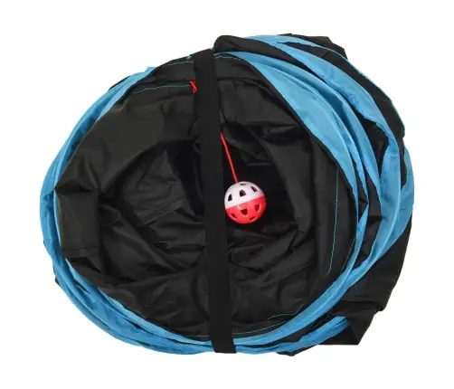 Kaķu Tunelis, 3 Ejas, Melns Un Zils, 90 Cm, Poliesters Vidaxl