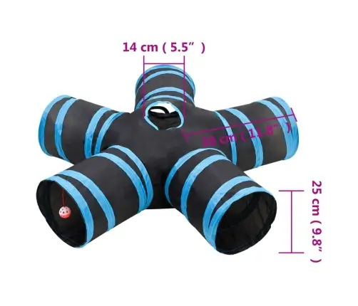 5-Suunaline Kassitunnel, Must Ja Sinine, 25 cm Polüester