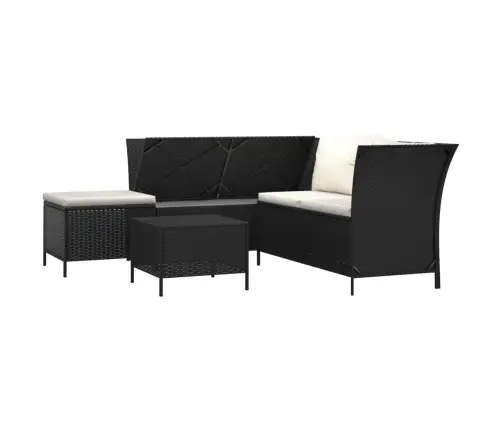 4-Daļīgs Dārza Atpūtas Mēbeļu Komplekts Ar Matračiem, Melns Pe Vidaxl