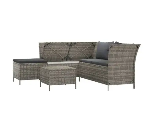 4-Daļīgs Dārza Atpūtas Mēbeļu Komplekts, Pelēka Pe Rotangpalma Vidaxl