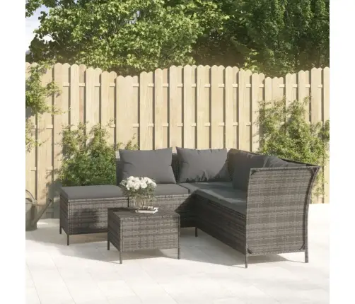 4-Daļīgs Dārza Atpūtas Mēbeļu Komplekts, Pelēka Pe Rotangpalma Vidaxl