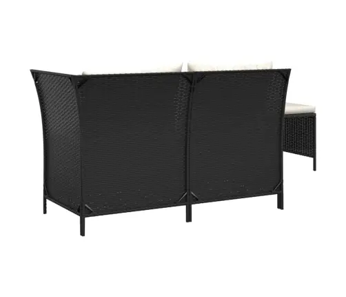 3-Osaline Aiamööblikomplekt Patjadega, Must, Polürotang